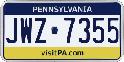 PA license plate JWZ7355