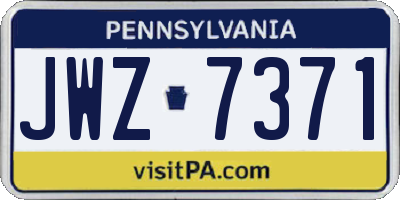 PA license plate JWZ7371