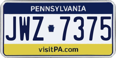 PA license plate JWZ7375