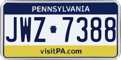 PA license plate JWZ7388