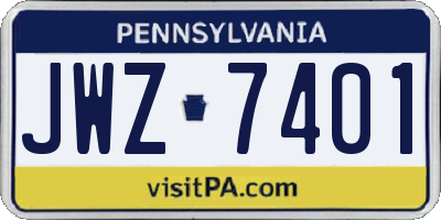 PA license plate JWZ7401