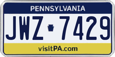 PA license plate JWZ7429