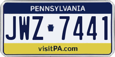 PA license plate JWZ7441
