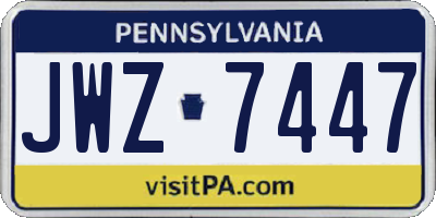 PA license plate JWZ7447
