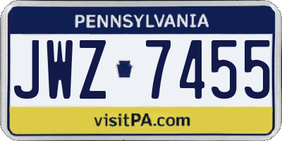 PA license plate JWZ7455