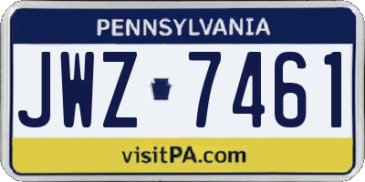 PA license plate JWZ7461