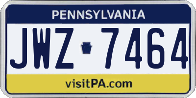 PA license plate JWZ7464