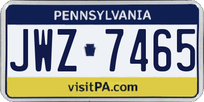 PA license plate JWZ7465