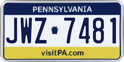PA license plate JWZ7481