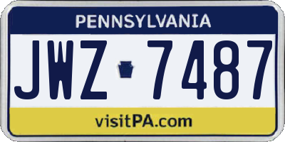 PA license plate JWZ7487