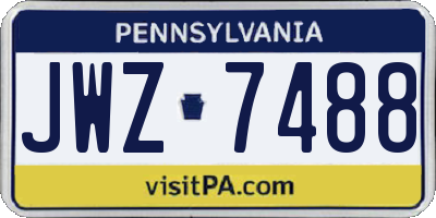 PA license plate JWZ7488