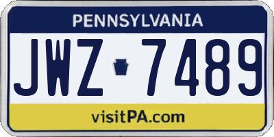 PA license plate JWZ7489