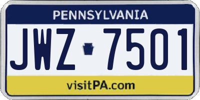 PA license plate JWZ7501