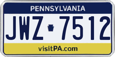 PA license plate JWZ7512