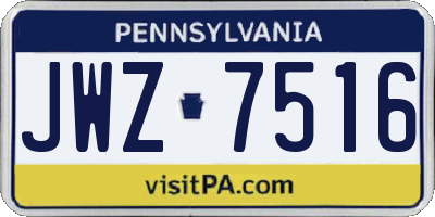PA license plate JWZ7516