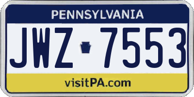 PA license plate JWZ7553