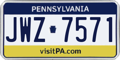 PA license plate JWZ7571