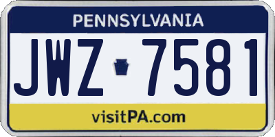 PA license plate JWZ7581