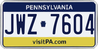 PA license plate JWZ7604
