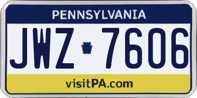 PA license plate JWZ7606