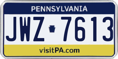 PA license plate JWZ7613
