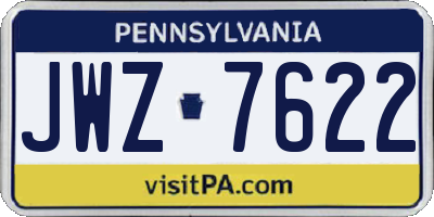 PA license plate JWZ7622