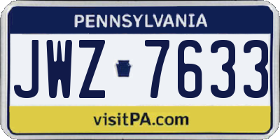PA license plate JWZ7633