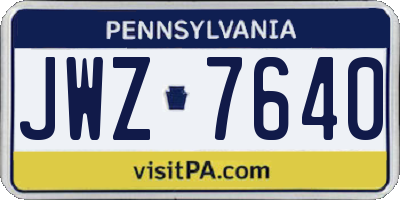 PA license plate JWZ7640