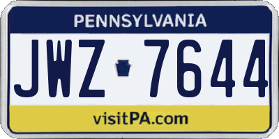 PA license plate JWZ7644