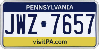 PA license plate JWZ7657