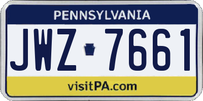 PA license plate JWZ7661