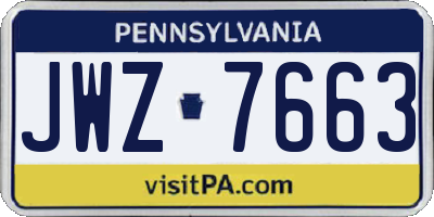 PA license plate JWZ7663
