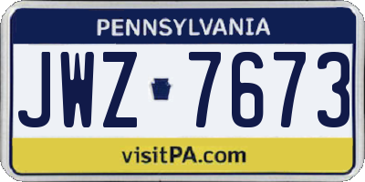 PA license plate JWZ7673