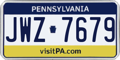 PA license plate JWZ7679