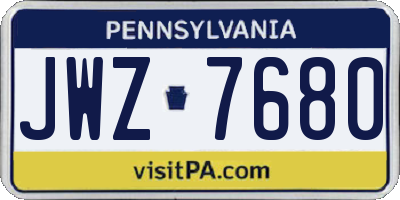PA license plate JWZ7680