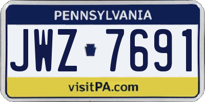 PA license plate JWZ7691