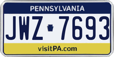 PA license plate JWZ7693