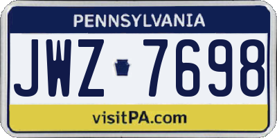 PA license plate JWZ7698