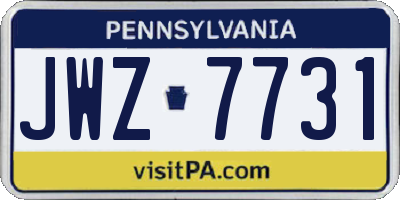 PA license plate JWZ7731