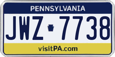 PA license plate JWZ7738