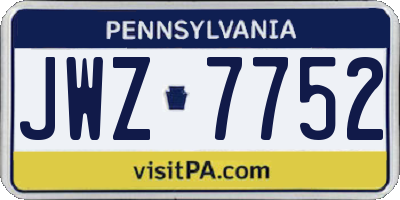 PA license plate JWZ7752
