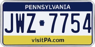 PA license plate JWZ7754