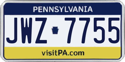 PA license plate JWZ7755