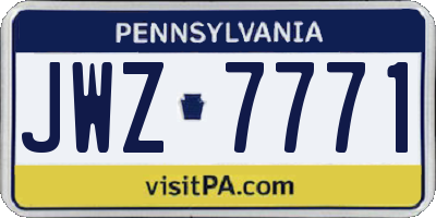 PA license plate JWZ7771