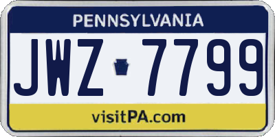 PA license plate JWZ7799