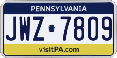 PA license plate JWZ7809