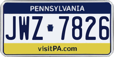PA license plate JWZ7826