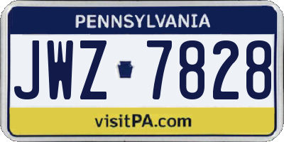 PA license plate JWZ7828
