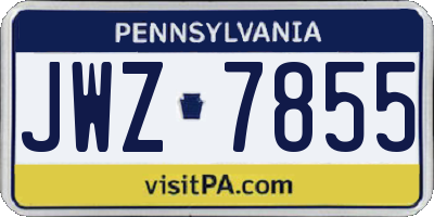 PA license plate JWZ7855