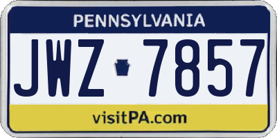 PA license plate JWZ7857